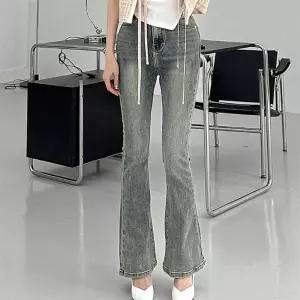 [시즌오프]플레어진 부츠컷 슬림핏 빈티지 워싱 면 청바지_5