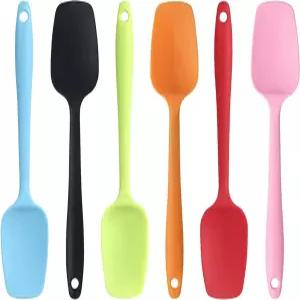 실리콘 주걱 - 8.2인치 소형 고무 스푼 내열성 심리스 일체형 디자인 논스틱 유연한 스크레이퍼 베이킹