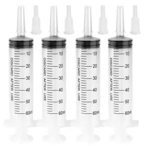 바늘이 없는 60ml 주사기 10팩 멸균 및 개별 밀봉 액체용 대형 플라스틱 반려동물 수유 과학 실험실 조제용