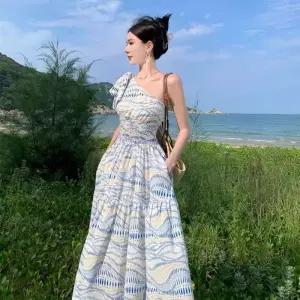 [라일리여성의류] Rly 토텔라 언발 원숄더 스모크 원피스 SD-2604