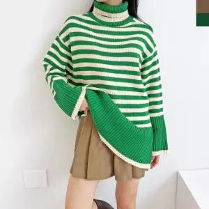 Rly 티셔츠 면스판 터틀넥 반팔 면 여성 스판 골지