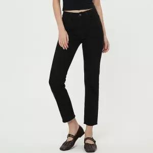 [라일리여성의류] Rly 하이웨스트 스판 컷팅 밑단 슬림 일자 데님 팬츠