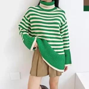 Rly 티셔츠 면스판 터틀넥 반팔 면 여성 스판 골지