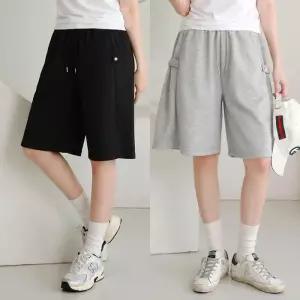 제니유 여성 사이드 스냅 버튼 버뮤다 6부 밴딩 반바지 하프 팬츠