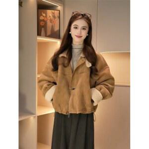 기모 스웨이드 숏 코트 가을 겨울 캐주얼 점퍼