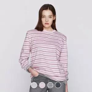 326506 여 크루넥 멀티 스트라이프 긴팔티