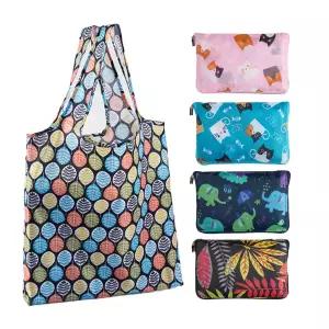 패턴 접이식 휴대용 장바구니 미니 시장바구니 2개 (색상 5종 택1)