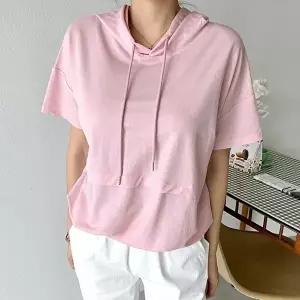 [유야]여성 무지 반팔 후드티 STS0831 여름