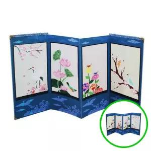 위월천 전통 병풍 만들기 미니 화조도 한글 금색 DIY 키트 어린이 수업 수업용병풍