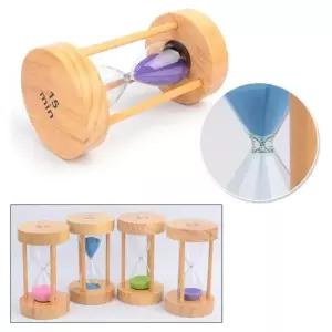 인테리어 탁상 유리 원목 컬러 모래시계 15분 랜덤1p 모래시계 심플모래시계