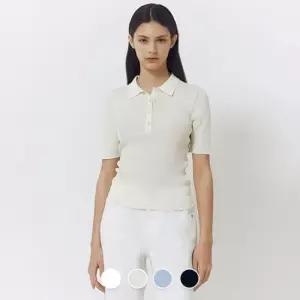 지오다노 여성 슬림핏 폴로넥 골지 반팔 카라 니트 스웨터 35652905356529 205212