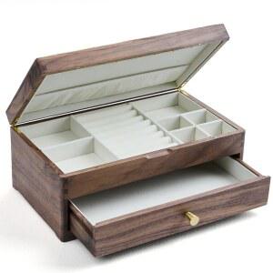 비익스체인지 블랙 호두 나무 주얼리 박스 - 올우드 수공예 클래식 주얼리 박스. 여성 남성 소녀를 위한 주얼리 박스 정리함 (이중층)