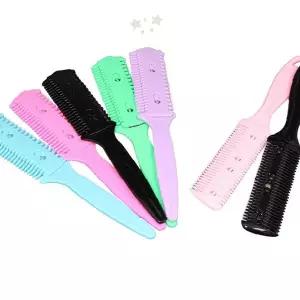 헤어 앞머리 자르기 정리 커팅 미용 가위 빗 일체형 셀프 스타일링 휴대용 미니