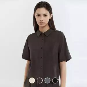 지오다노 여성 여름 레이온나일론 오버핏 크롭 숏 반팔 셔츠 셔켓 376511 205319