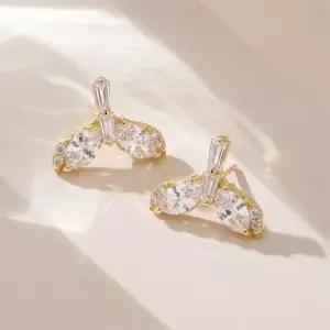 [쥬아나윤] 14k도금 실버 925 미니 귀걸이 고래꼬리 핑크 화이트 골드