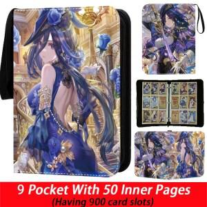 400/900Pcs Genshin Impact 카드 바인더 폴더 지퍼 PU 가죽 앨범 방수 게임 컬렉션 어린이를위한 장난감