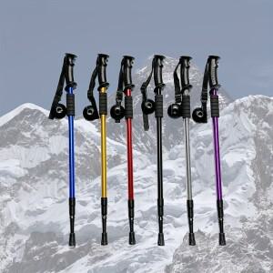 1pc 알루미늄 합금 텔레스코픽 스틱 하이킹 폴 Bastao De Trekking 워킹 초경량 흡수기 지팡이 Alpenstock