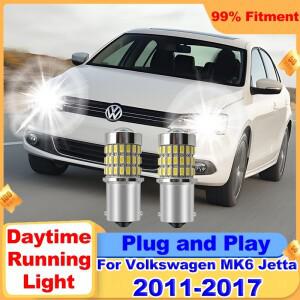 2PCS 1156 BA15S 프로젝터 렌즈 라이트 캔버스 LED 주간 주행등 DRL 폭스바겐 MK6 제타 2011-2016 2017 차