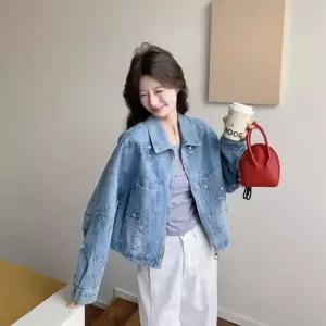 청 자수 코트 쇼트 여자재킷 스팽글 상의 원템1