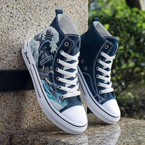 새로운 하이탑 남성 캔버스화 패션 남성 캐주얼 단화 학생 운동화