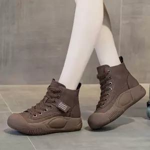 여성통굽반부추6 슈즈 소프트창 램스울 키높이 워커부츠 커피 단일 34