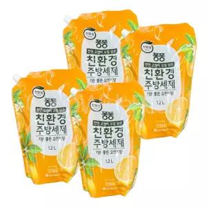퐁퐁 친환경 주방세제 오렌지향 리필 1.2L 4개