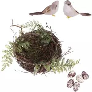 알이 달린 발리클루드 인공 새 둥지 가짜 천연 라탄 나뭇가지 집 장식 사진 소품 홈 가든 장식용