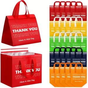 MEPIG 25개 감사합니다 뜨거운 차가운 음식을 위한 단열 테이크아웃 봉투 벌크 보온 배달 쿨백 여행용 피자