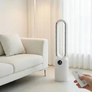 날개없는 선풍기 3단 리모컨형 타워형 저소음 아기 안전 반려동물 타워팬 무엽 슬림 인테리어