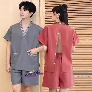 마사지옷 경락 찜질방 땀복 의류 황토 여성용 등 XL