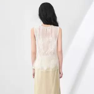 볼사스 여성 캐주얼 여름 조끼 오간자 탑 레이스 라운드 스타일리쉬 나시 ADOR2