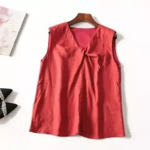 볼사스 여성용 롱 여름 캐주얼 나시 언발 조끼 민소매 꼬임 브이넥 ADOR2