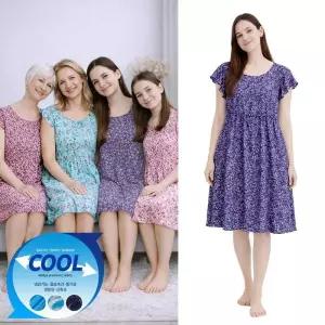 [라일리여성의류] Rly 여름 까실이 꽃무늬 어깨셔링 플리츠 나시원피스