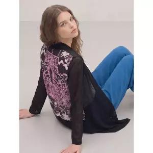 [하프클럽/막스까르띠지오]백 프린트 시티 오픈형가디건