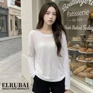 Rly 엘루바이 시스루니트 긴팔티 빅사이즈 루즈핏 오버