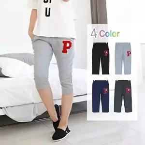 여성 P패치 7부 트레이닝 팬츠 여름 캐주얼 칠부 바지 (HSJ-WFH9D7P)