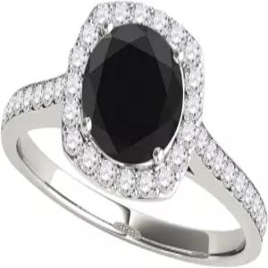 마울리 주얼스 1.33캐럿 헤일로 유니크 디자인 블랙 다이아몬드 약혼 웨딩 링 4구 14K 솔리드 화이트 골드