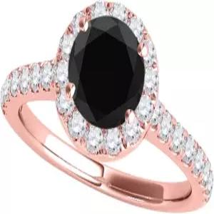 마울리 주얼스 1.27 캐럿 헤일로 스플릿 샹크 앤티크 디자인 블랙 다이아몬드 약혼 웨딩 링 4구 14K 솔리드