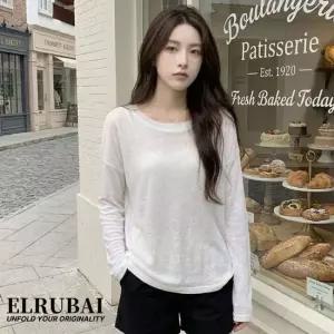 Rly 엘루바이 시스루니트 긴팔티 빅사이즈 루즈핏 오버