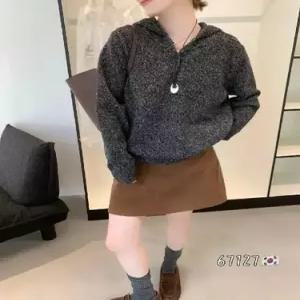 캐주얼 봄 여사친 니트 반집업 로맨틱 스웨터 후드 꽃사 DUCHI1