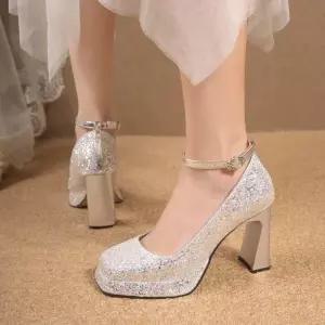 웨딩슈즈 플랫 크리스탈 무대 스트랩 스틸레토 큐빅 구두 방수