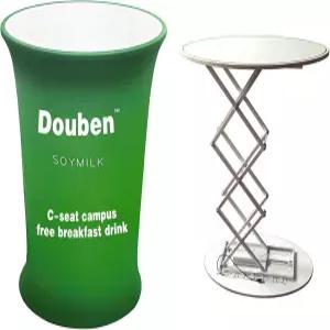 맞춤형 휴대용 무역 박람회 포디움 테이블 전시 카운터 스탠드 부스 유압 트 발광 라이트 박스타원형