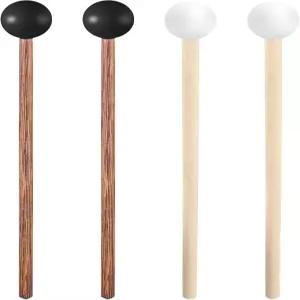 스틸 텅 드럼 망치 4개 실로폰 글로켄슈필 고무 타악기 5.6인치 스틱 나무 블랙 앤 화이트