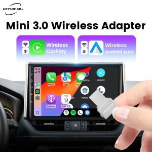 HEYINCAR 미니 3.0 무선 카플레이 안드로이드 오토 어댑터 USB 동글 루프레이 블루투스 5.8 와이파이 자동