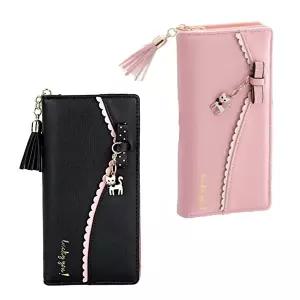 핑크 클러치 여중생 고등학생 블랙 생일선물 귀여운 여자 초등학생 장지갑-WFNQO19