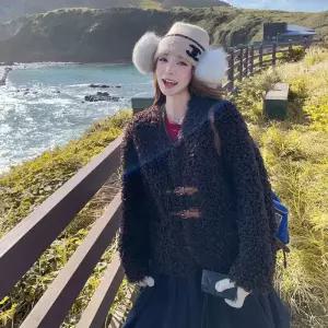 모피 램스울 초코 브이넥 여자코트 코트 원템1