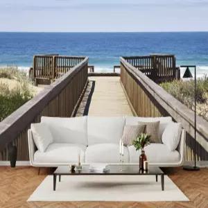 YhLHDzbb 해변 나무 다리 3D 벽 벽화 스카이라인 오션 필 및 스틱 벽지 탈착식 포스터 스티커 침실 거실