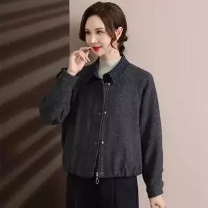 코트 재킷 칼라 쇼트 봄코트 체크 여자하프코트 슬림 ible1