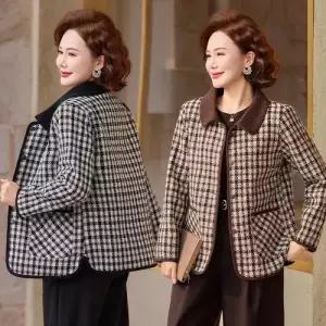 봄 긴팔 칼라 체크 세 봄코트 코트 톱 스몰 여자하프코트 ible1