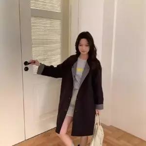 하프 봄 캐주얼 여자하프코트 봄코트 리버시블 트렌치 체크 코트 ible1